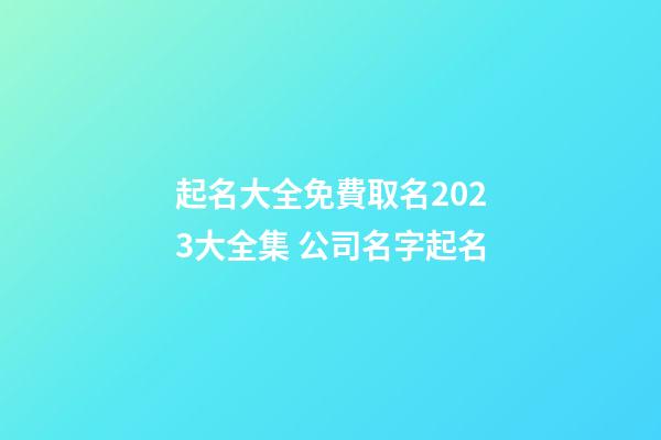 起名大全免費取名2023大全集 公司名字起名